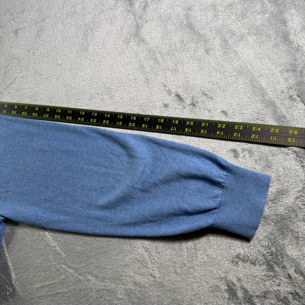 LL Bean Cotton Cashmere 1/4 Zip Pullover Sweater Knit Top Blue L - Picture 7 of 7